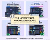 Life Planner Google Sheets Dark Mode Annual Budget Tracker Excel Budget Spreadsheet Habit Tracker Organization Planner Savings Tracker
