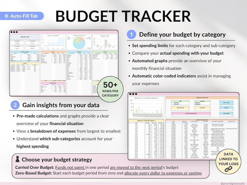Ultimate Budget Spreadsheet Multicolored theme for Google Sheets & Excel – Annual and Monthly Budget Tracker with Bill, Debt & Savings Tracking. Includes recurring transactions, subscriptions, income, and expenses. Perfect personal finance planner for couples or families (up to 6 users). Start anytime and manage your money with ease.