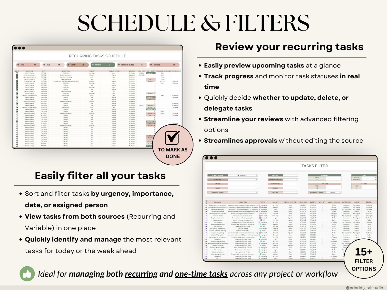 Task Tracker Spreadsheet Template Task Management Google Sheets To-do ...