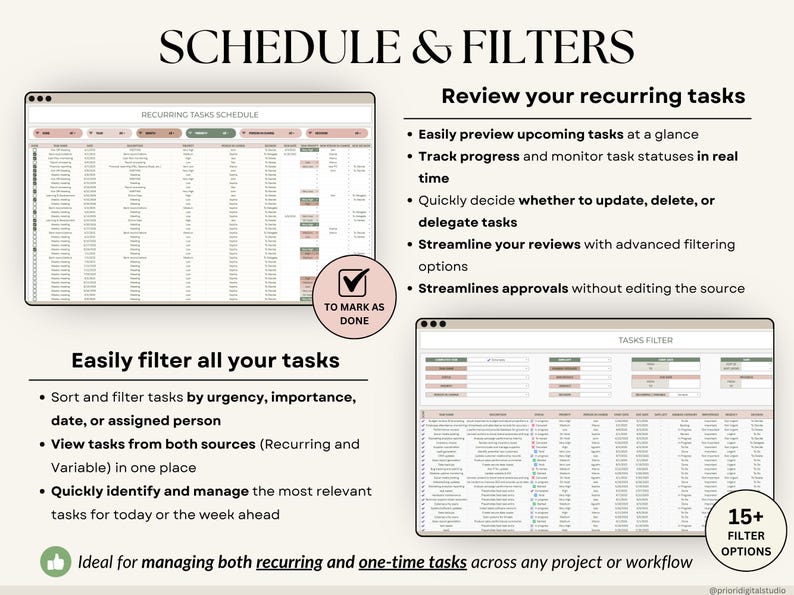 task tracker spreadsheet for Google Sheets digital to-do list and task manager template Excel daily planner for work and projects Google Sheets productivity dashboard team task tracker with priority labels project management spreadsheet for teams all-in-one task planning Google Sheet 
recurring task planner in Google Sheets weekly and monthly task overview template visual kanban board in spreadsheet format smart task tracker for personal planning Google Sheets planner with decision matrix