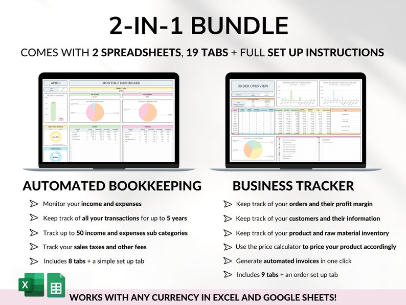 Small Business Bookkeeping Spreadsheet Inventory Tracker Order Tracker Product Handmade Pricing Calculator Client Tracker Google Sheet Excel