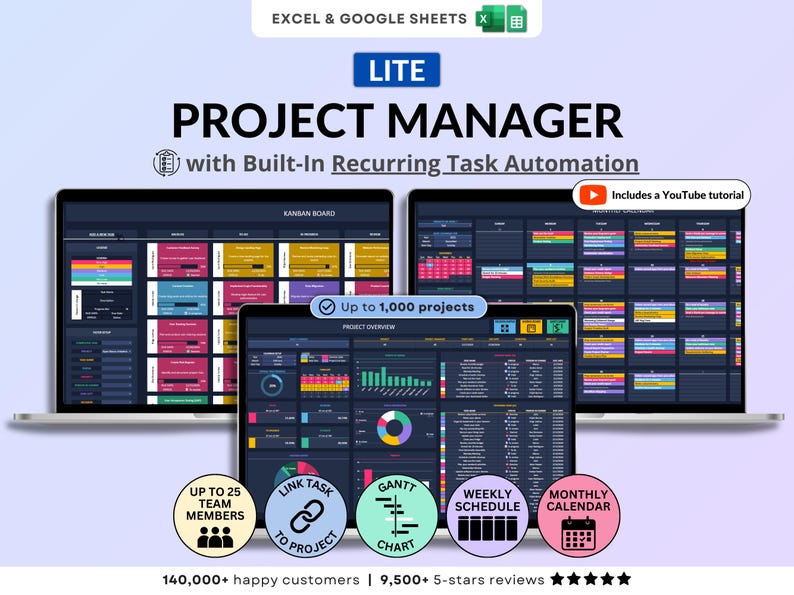 Multo Project Manager Project Tracker Spreadsheet Multi Project Management Planner Google ...