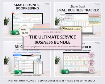 Small Business Spreadsheet Service Business Bookkeeping Client Tracker CRM Payroll Tracker Invoice Tracker Order Tracker Google Sheet Excel