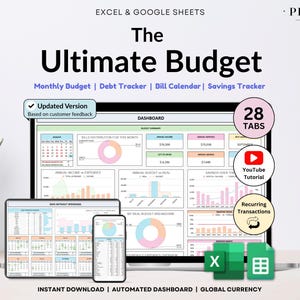 Ultimate Annual Budget Spreadsheet Monthly Budget Tracker Couple Financial Planner Bill Tracker Debt Tracker Savings Excel Google Sheets