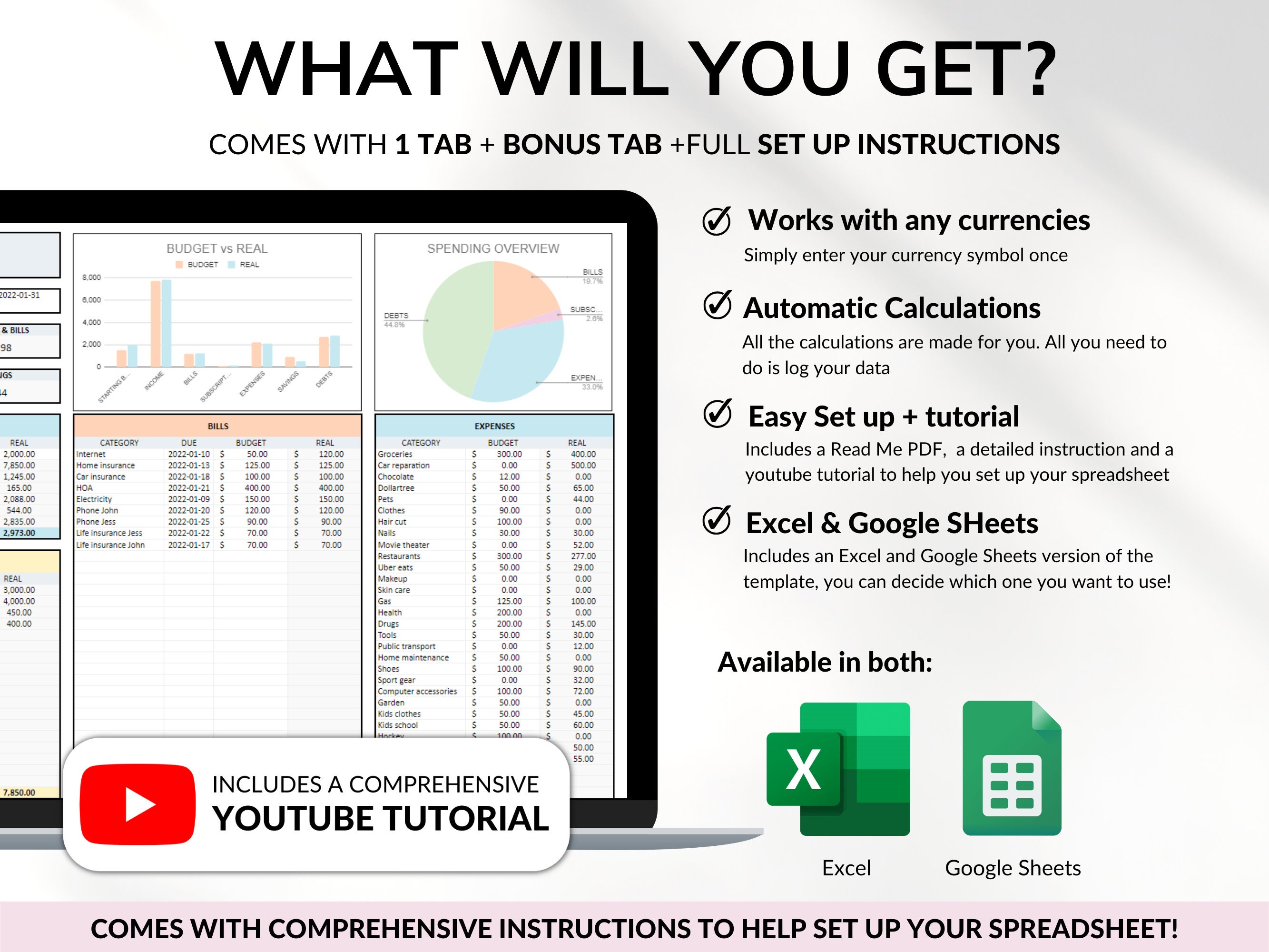 Budget Planner Monthly Budget Spreadsheet Google Sheets Excel Weekly Budget planner monthly budget spreadsheet google sheets excel weekly