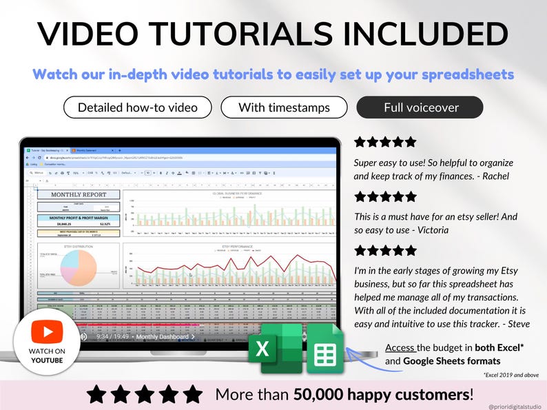 Etsy Seller Bookkeeping Spreadsheet Small Business Planner Income Expense Profit Tracker Google Sheets Excel Accounting Template Tax Tracker