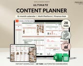 Content Planner Social Media Calendar Spreadsheet Monthly Content Tracker Social Media Posting Instagram TikTok Google Sheets Excel Template