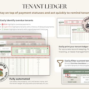 Rental Property Tracker Landlord Spreadsheet Multi Property Income and Expense Excel Google Sheets Rental Bookkeeping Rent Payment Tracker Tenant Ledger Property Management Real Estate Finances