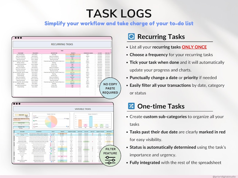 Task Tracker To-do List Planner Spreadsheet Google Sheets Template ...