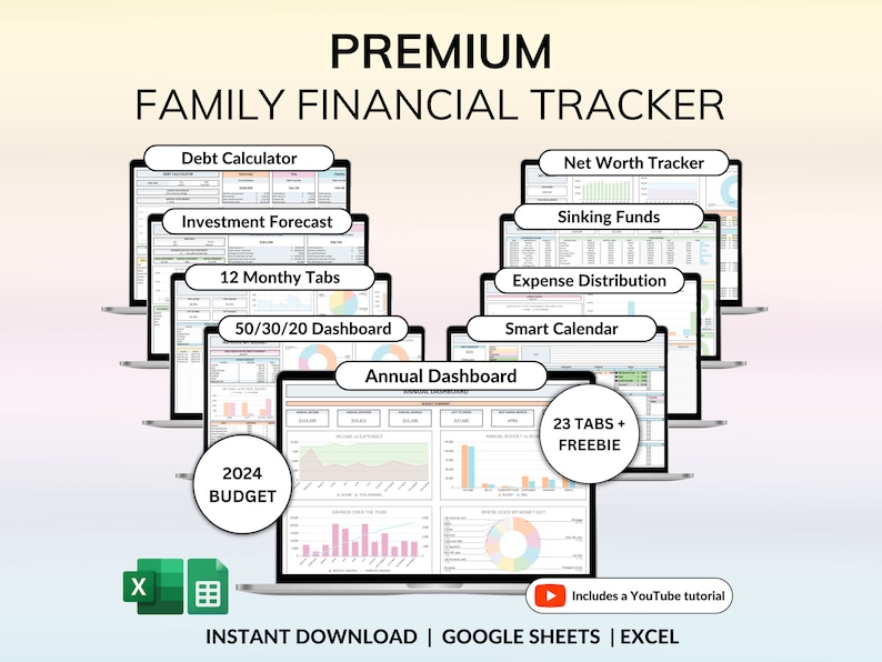 Family Annual Budget Excel Spreadsheet Google Sheets Monthly Biweekly Budget Tracker Couple Financial Planner Bill Calendar Debt Tracker Financial Dashboard Personal Budget Biweekly Budget 50/30/20 Rule 2024 Budget Tracker Budget by Paycheck