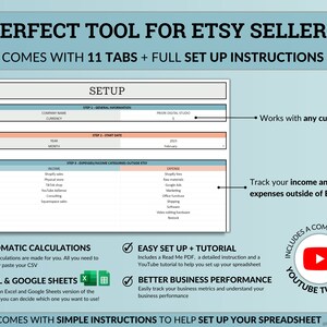 Etsy Bookkeeping Spreadsheet Small Business Bookkeeping Income Expense Profit Tracker Google Sheets Excel Accounting Template Tax Tracker