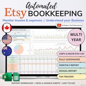 Etsy Seller Bookkeeping Spreadsheet Small Business Planner Income Expense Profit Tracker Google Sheets Excel Accounting Template Tax Tracker