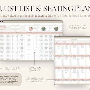 Wedding Planner Spreadsheet Wedding Budget Tracker Wedding Timeline Checklist Guest List Tracker Wedding Itinerary Seating Plan Wedding Gift