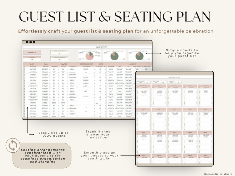 Wedding Planner Spreadsheet Wedding Budget Tracker Wedding Timeline Checklist Guest List Tracker Wedding Itinerary Seating Plan Wedding Gift