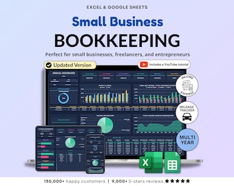 Small Business Bookkeeping Spreadsheet Dark Mode Income Expense Tracker Tax Tracker Dark Accounting Template Business Planner Profit & Loss