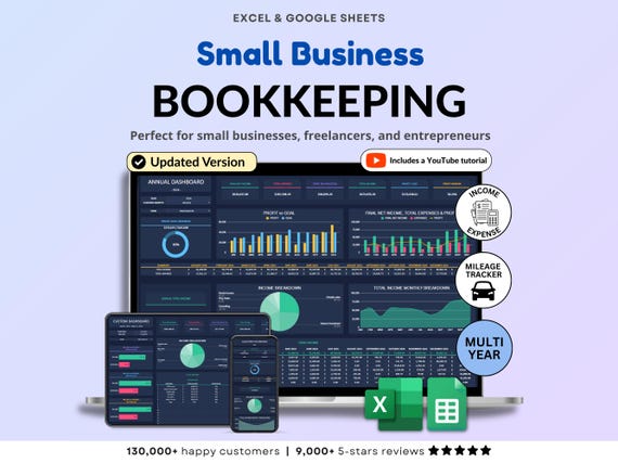 Small Business Bookkeeping Spreadsheet Dark Mode Income Expense Tracker Tax Tracker Dark Accounting Template Business Planner Profit & Loss