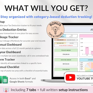 Business tax spreadsheet built for self-employed individuals, freelancers, and small business owners. Track deductions, write-offs, and tax-related transactions in one organized Google Sheets tax tracker. Perfect for annual reporting, 1099 form prep, and staying on top of business accounting and finance management.