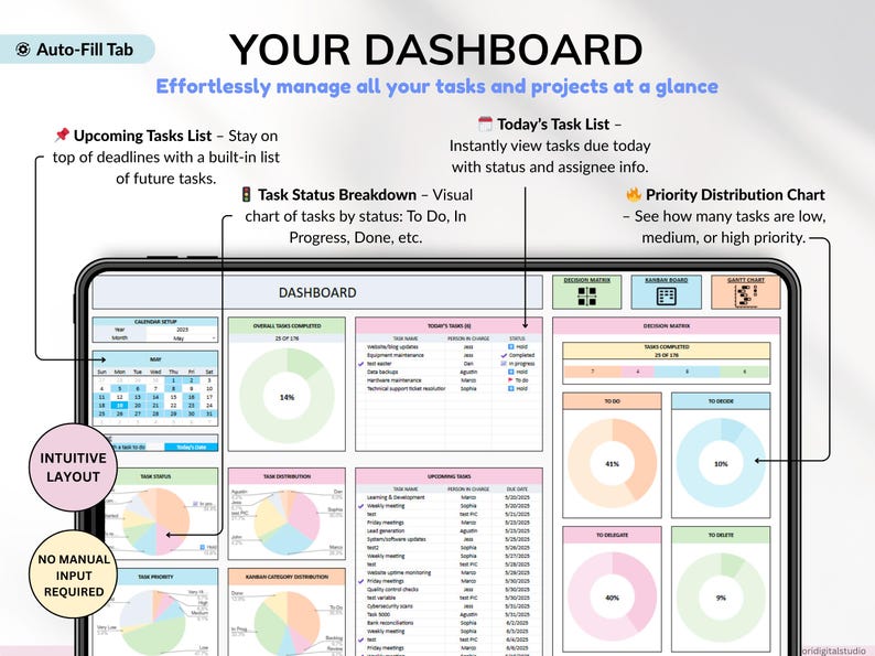 task tracker spreadsheet for Google Sheets digital to-do list and task manager template Excel daily planner for work and projects Google Sheets productivity dashboard team task tracker with priority labels project management spreadsheet for teams all-in-one task planning Google Sheet 
recurring task planner in Google Sheets weekly and monthly task overview template visual kanban board in spreadsheet format smart task tracker for personal planning Google Sheets planner with decision matrix