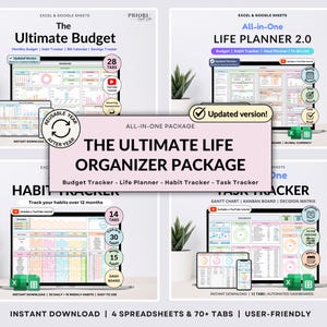 Ultimate Annual Budget Template Excel Google Sheets Budget Spreadsheet Organization Planner Life Planner Template Habit Tracker Task Tracker