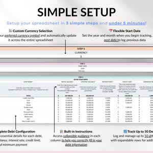 Ultimate Debt Dashboard spreadsheet to track and pay off debt with snowball, avalanche, or custom strategy with custom payment amounts. Includes debt payoff tracker, debt payoff spreadsheet, credit card and loan tracker, mortgage and student loan payoff calculator, credit score tracker and credit utilization tracking, monthly dashboard, repayment calculator. Google Sheets and Excel debt tracker for personal finance, budget planner, financial planner.
