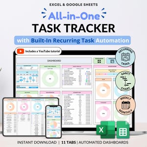 Task Tracker Spreadsheet Template Google Sheets Digital To-Do List Excel Daily Task Priority List Work Organization Team Project Management