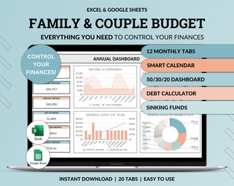 Familienpaar Budget Excel Tabelle Google Sheets Monatlich Zweiwöchentlich Budget Tracker Paar Finazplaner Rechnungskalender Debt Tracker