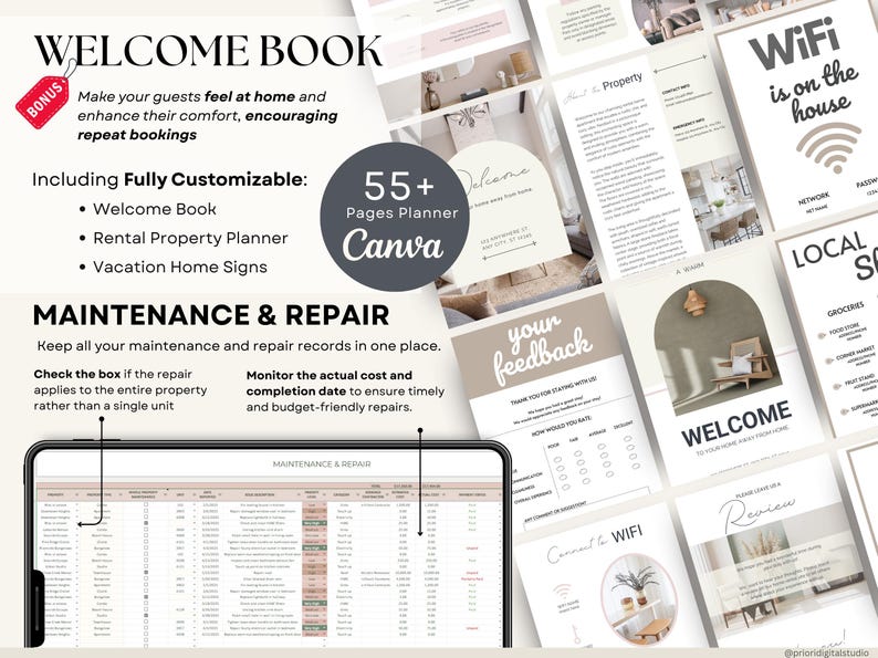 Airbnb Spreadsheet Vacation Rental Property Tracker Google Sheets Booking Calendar Income Expense Template Excel Short-Term Rental Management Income and Expense Tracker Vrbo Rental Tracker Real Estate Finances Airbnb Vrbo Host Spreadsheet Landlord Property Tracker Profit and Loss Bookkeeping