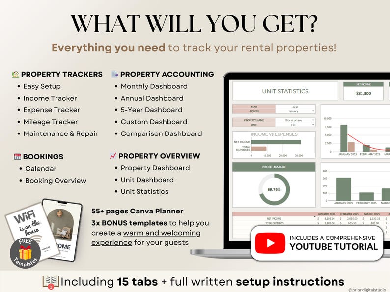Airbnb Spreadsheet Vacation Rental Property Tracker Google Sheets Booking Calendar Income Expense Template Excel Short-Term Rental Management Income and Expense Tracker Vrbo Rental Tracker Real Estate Finances Airbnb Vrbo Host Spreadsheet Landlord Property Tracker Profit and Loss Bookkeeping