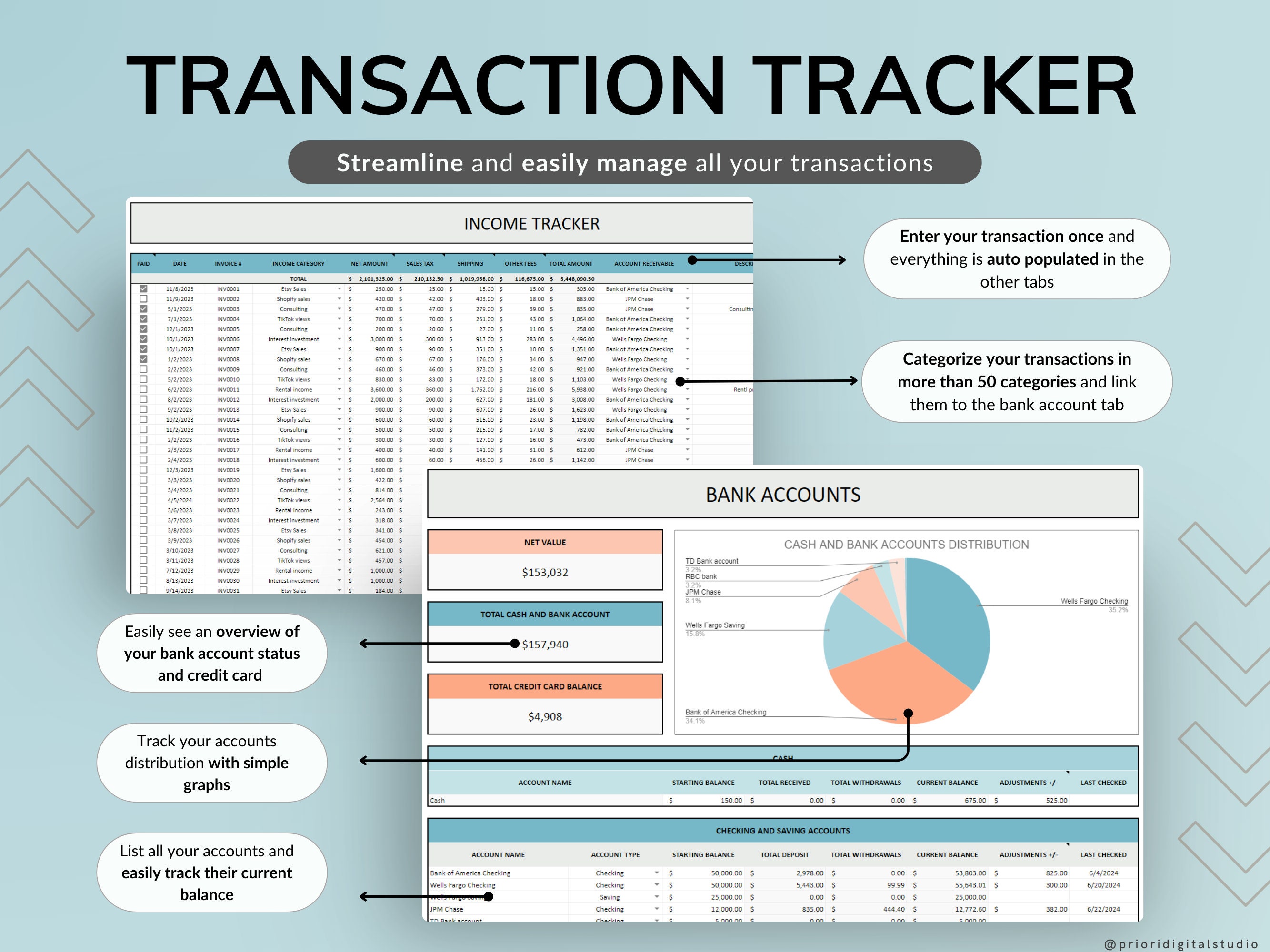 Small Business Bookkeeping Spreadsheet Income Expense Tracker Tax Tracker Accounting Template ...