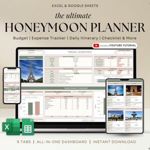 Flitterwochen Reiseplaner Google Sheets Excel Urlaubsplaner Reisebudget Tabelle Reiseverlauf Urlaubsplaner Packliste