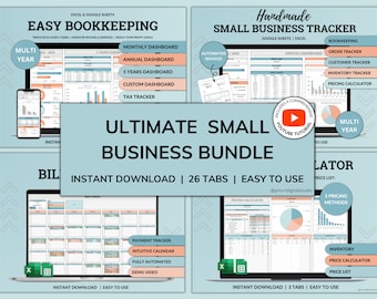 Small Business Bundle Bookkeeping Inventory Tracker Order Tracker Product Handmade Pricing Calculator Smart Bill Calendar Google Sheet Excel