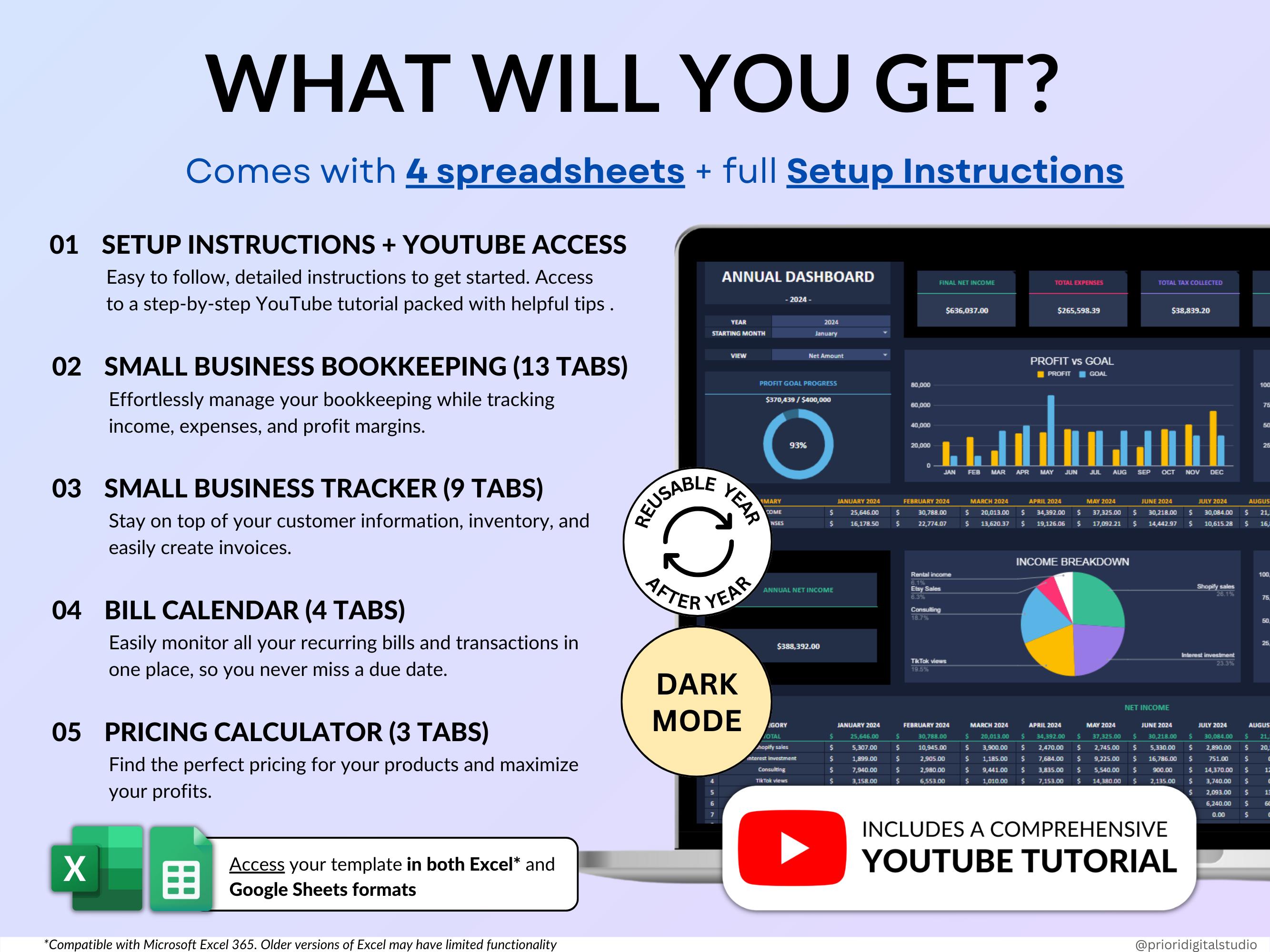 Small Business Spreadsheet Bundle Google Sheets Business Bookkeeping ...