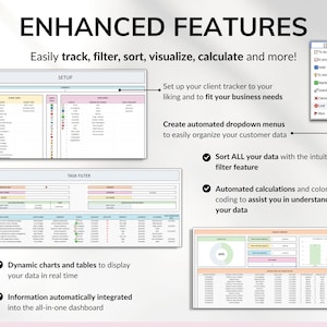 Client Tracker Spreadsheet for Small Business w/ Task Tracker Customer CRM Dashboard Google Sheets Excel Lead Management Invoice Tracker