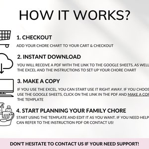 Family Chore Chart Google Sheets Excel Template Planner, Family Chore Cart Weekly Calendar, Cleaning Checklist, Daily Chore Chart for Kids