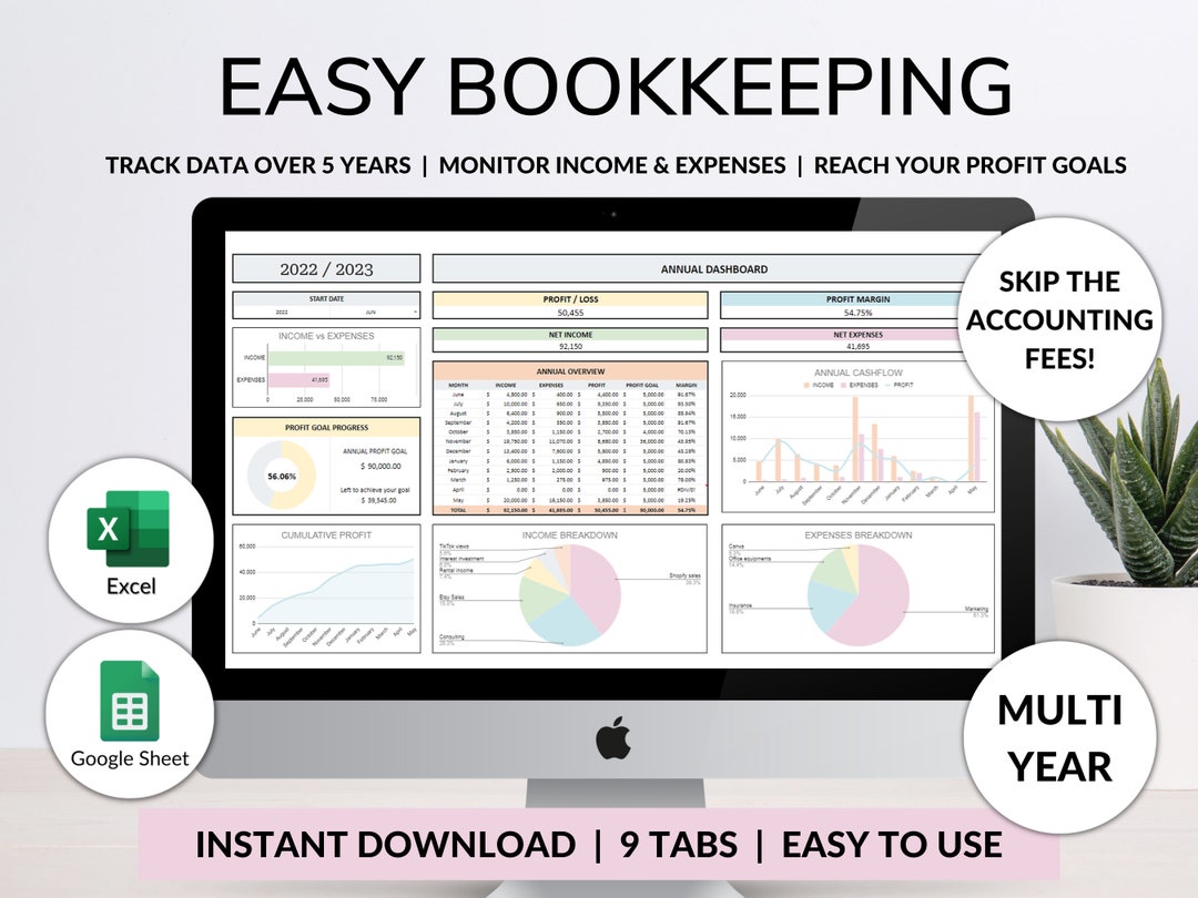 Small Business Bookkeeping Spreadsheet Template Google Sheets - Etsy