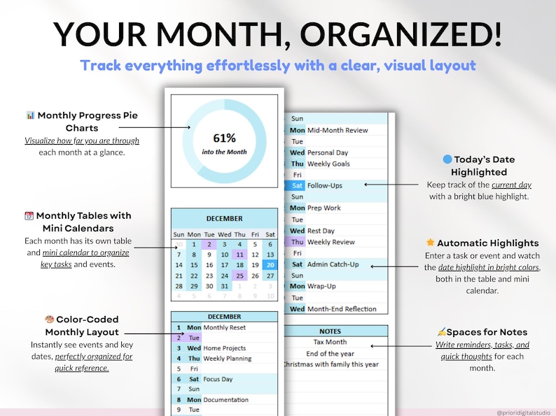 Year at a Glance Planner Spreadsheet for Google Sheets and Excel, undated yearly overview with monthly calendars, event tracker, birthdays, holidays, and tasks. Perfect for planning 2026, tracking important dates, staying organized, and managing goals throughout the year with an easy-to-use digital spreadsheet. Start anytime and reuse year after year!