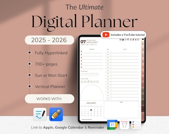 All-in-One Digital Planner 2025 2026 for Goodnotes Notability Daily Weekly Monthly Planner Life Goals Budget Wellness Projects Organization