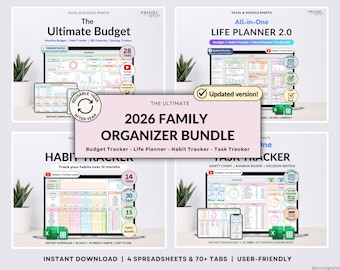 Family Budget Spreadsheet Google Sheets Budget Life Planner Spreadsheet Organization Planner Template Habit Tracker 2026 Digital Planner
