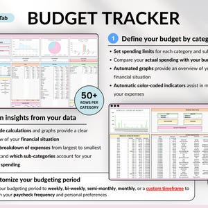 Paycheck Budget Spreadsheet Monthly Budget Weekly Budget Biweekly Debt Tracker Bill Tracker Financial Planner Excel Template Google Sheets