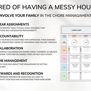Family Chore Chart Google Sheets Excel Template Planner, Family Chore Cart Weekly Calendar, Cleaning Checklist, Daily Chore Chart for Kids