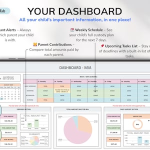 Co-parenting planner for Google Sheets to help divorced or separated parents track custody schedules, child support, shared expenses, and visitation. Includes automated calendar, recurring and one-time schedules, and expense tracking to simplify co-parenting and financial management. Perfect digital tool for organized, stress-free custody and parenting coordination.
