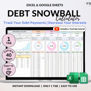 Schuldensneeuwbalspreadsheet Google-spreadsheet Excel Schuldafbetalingstracker Schuldensneeuwbalcalculator Aflossing studielening huis Schuldafbetaling Creditcards