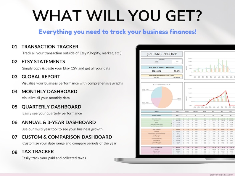 Etsy Seller Bookkeeping Spreadsheet Small Business Planner Income Expense Profit Tracker Google Sheets Excel Accounting Template Tax Tracker