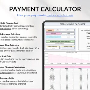 Ultimate Debt Dashboard spreadsheet to track and pay off debt with snowball, avalanche, or custom strategy with custom payment amounts. Includes debt payoff tracker, debt payoff spreadsheet, credit card and loan tracker, mortgage and student loan payoff calculator, credit score tracker and credit utilization tracking, monthly dashboard, repayment calculator. Google Sheets and Excel debt tracker for personal finance, budget planner, financial planner.