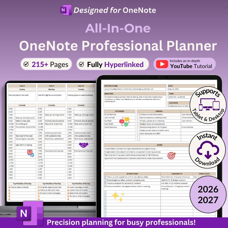 One Note Templates 2026 - Etsy