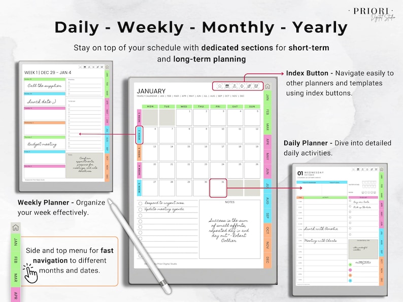 Daily Digital Planner 2026 for Remarkable 2 Template Minimalist ...