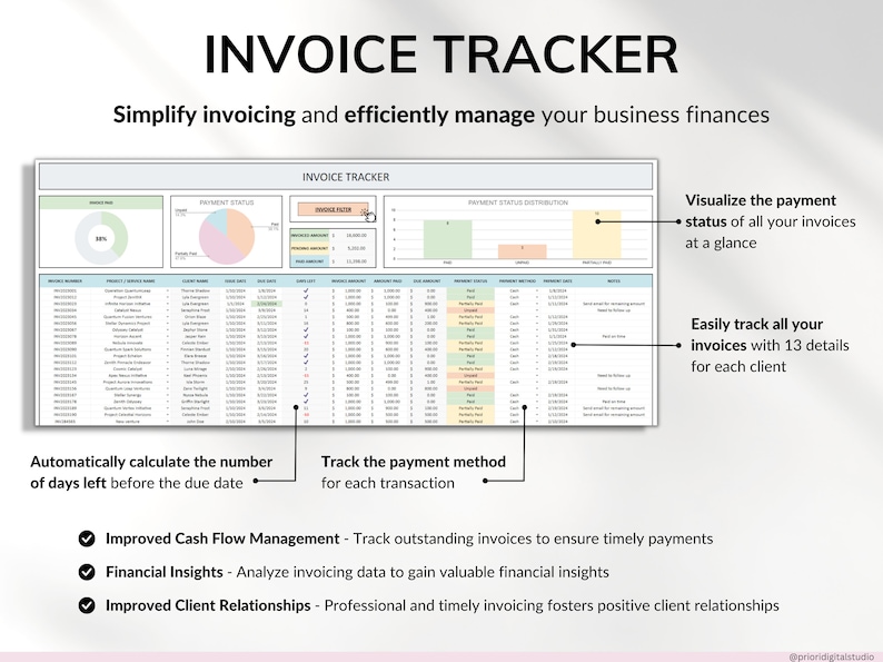 Client Tracker Spreadsheet for Small Business w/ Task Tracker Customer CRM Dashboard Google Sheets Excel Lead Management Invoice Tracker