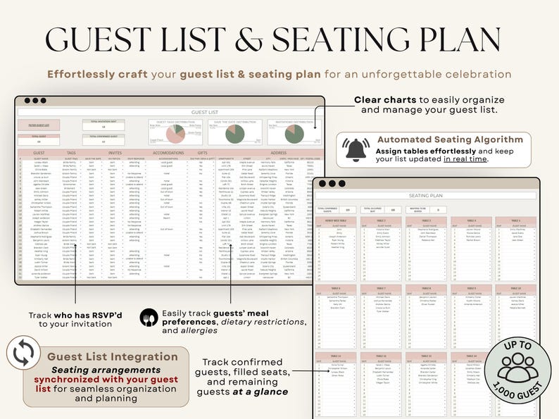 Wedding Planner Spreadsheet Wedding Budget Tracker Wedding Timeline Checklist Guest List Tracker Wedding Itinerary Seating Plan Wedding Gift Wedding Planner Template Wedding Tracker Spreadsheet Wedding Gift for Bride Wedding Budget