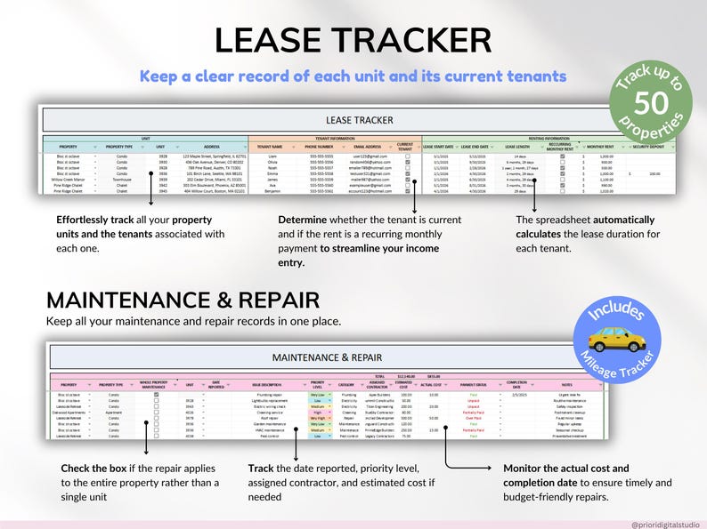 Rental Property Tracker Landlord Spreadsheet Multi Property Income and Expense Excel Google Sheets Rental Bookkeeping Rent Payment Tracker Tenant Ledger Property Management Real Estate Finances
