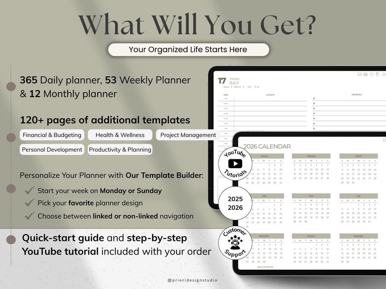 2025 2026 Digital Planner All-in-one Planner for iPad Android Goodnotes ...